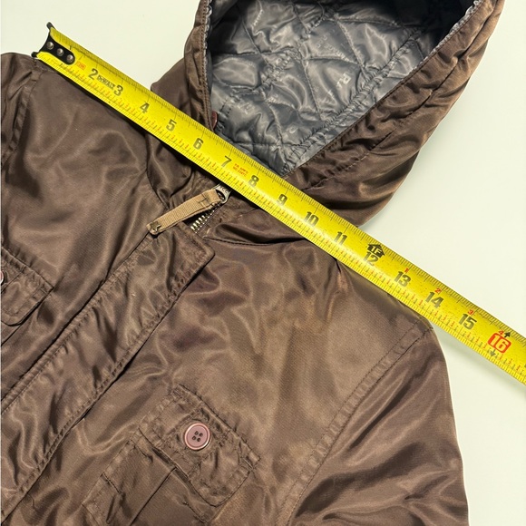 🤎 Garage Women’s Brown Utility Jacket with Quilted Hood Size XS - Picture 8 of 10